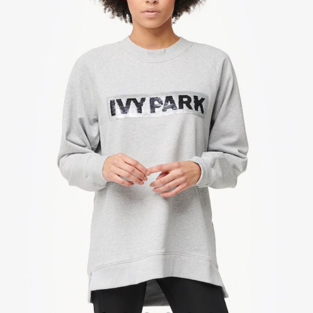 IVY PARK - Sequin Silver/Black Logo Sweatshirt - Picture 1 of 4